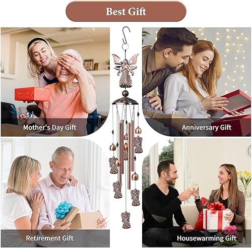 Miniatura 6 de Nowpis Campanillas de viento de mariposa para exteriores, campanas de viento decorativas con 4 tubos de aluminio para colgar, campanas de viento