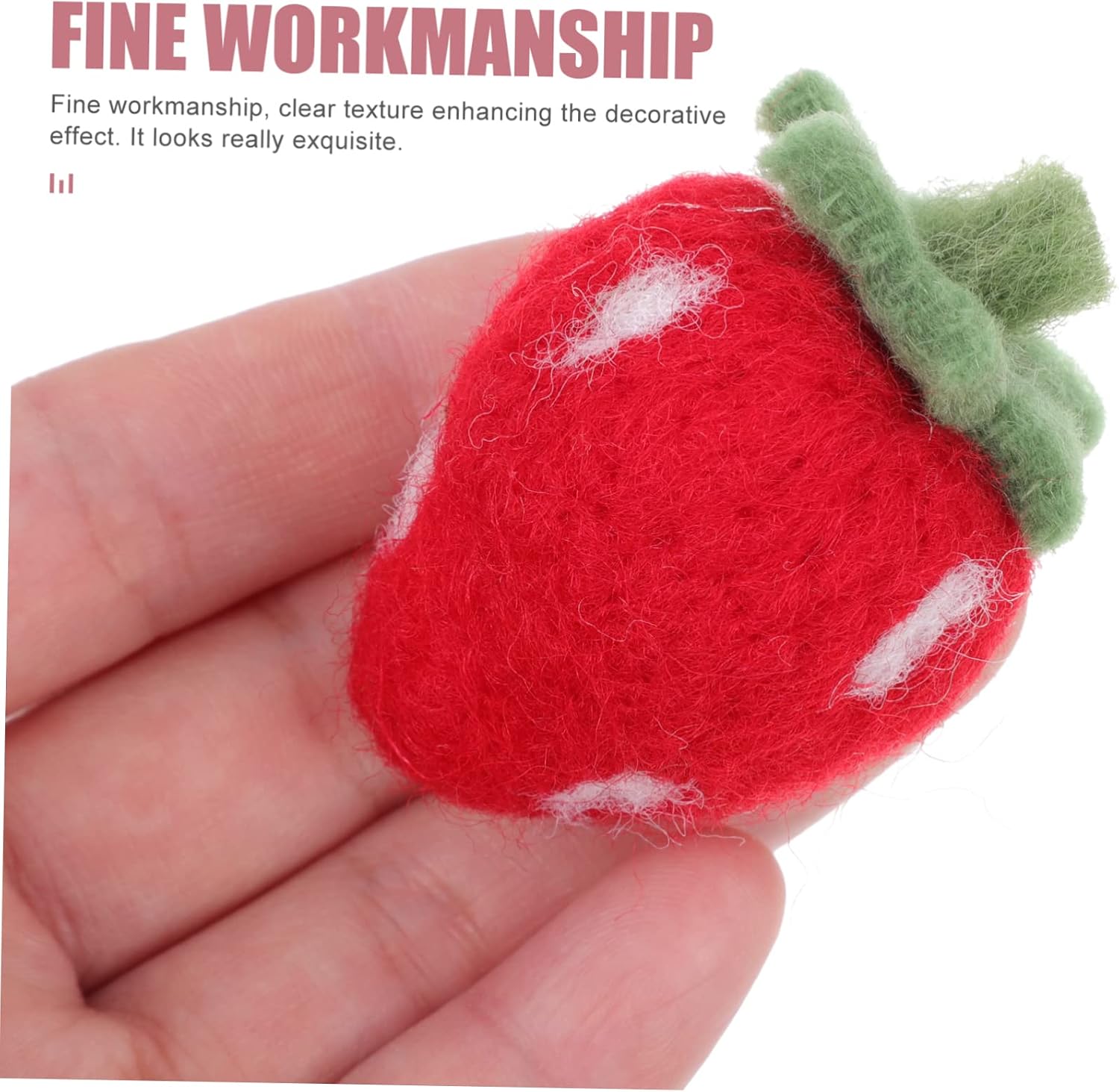 10pcs Strawberry Shape Felt Crafts Wool Felting Crafts DIY Hairband Decorations for Home Decor