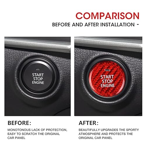 Miniatura 3 de Etiqueta engomada roja del interruptor del arrancador de encendido para Mazda 3 Axela CX-30 EV Start Stop Engine Button Cover Genuine Carbon Fiber