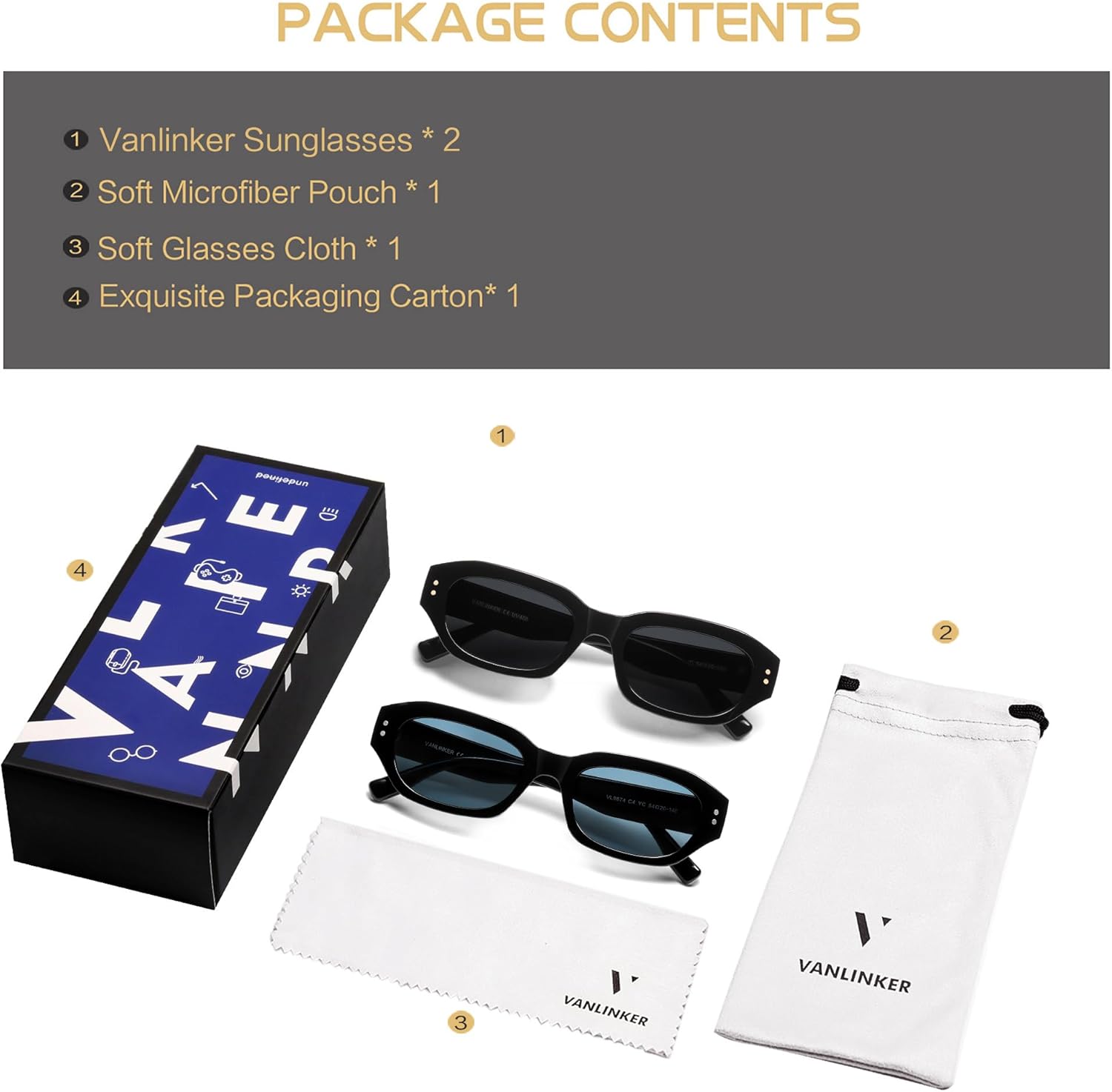 VANLINKER Hexagonal Trendy Polarized Sunglasses for women Men Retro Vintage Shades VL9874 - Image 4