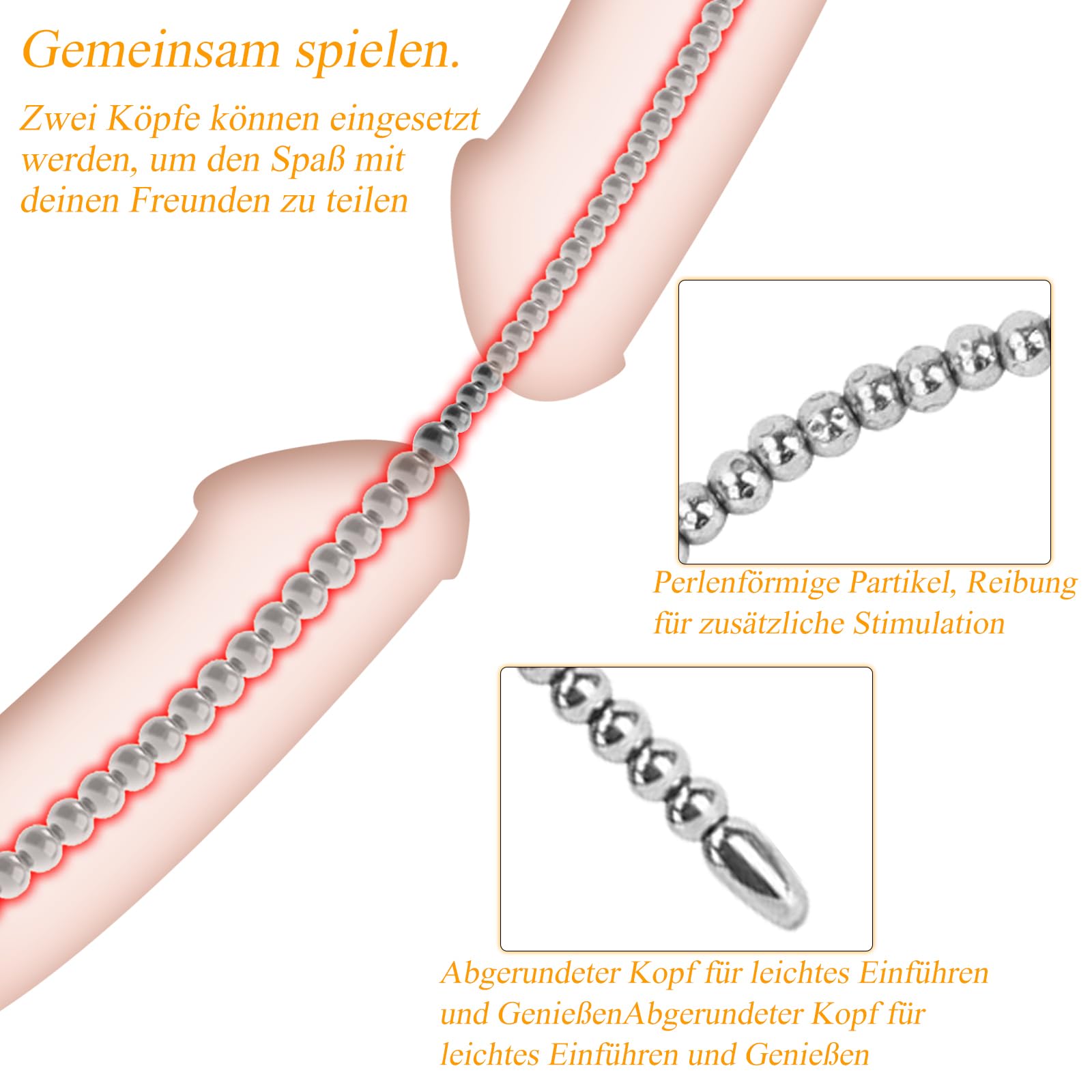 BDSMLOVE Dilatatore Uretra in Acciaio Inox, 600 MM Doppia Testa Dilatatori Uretrali Plugs Giocattoli Sessuali, Plug Pene Stimolazione Prostatica Giocattoli Sessuali Erotici per Uomini Gay (Φ 4~6 MM)