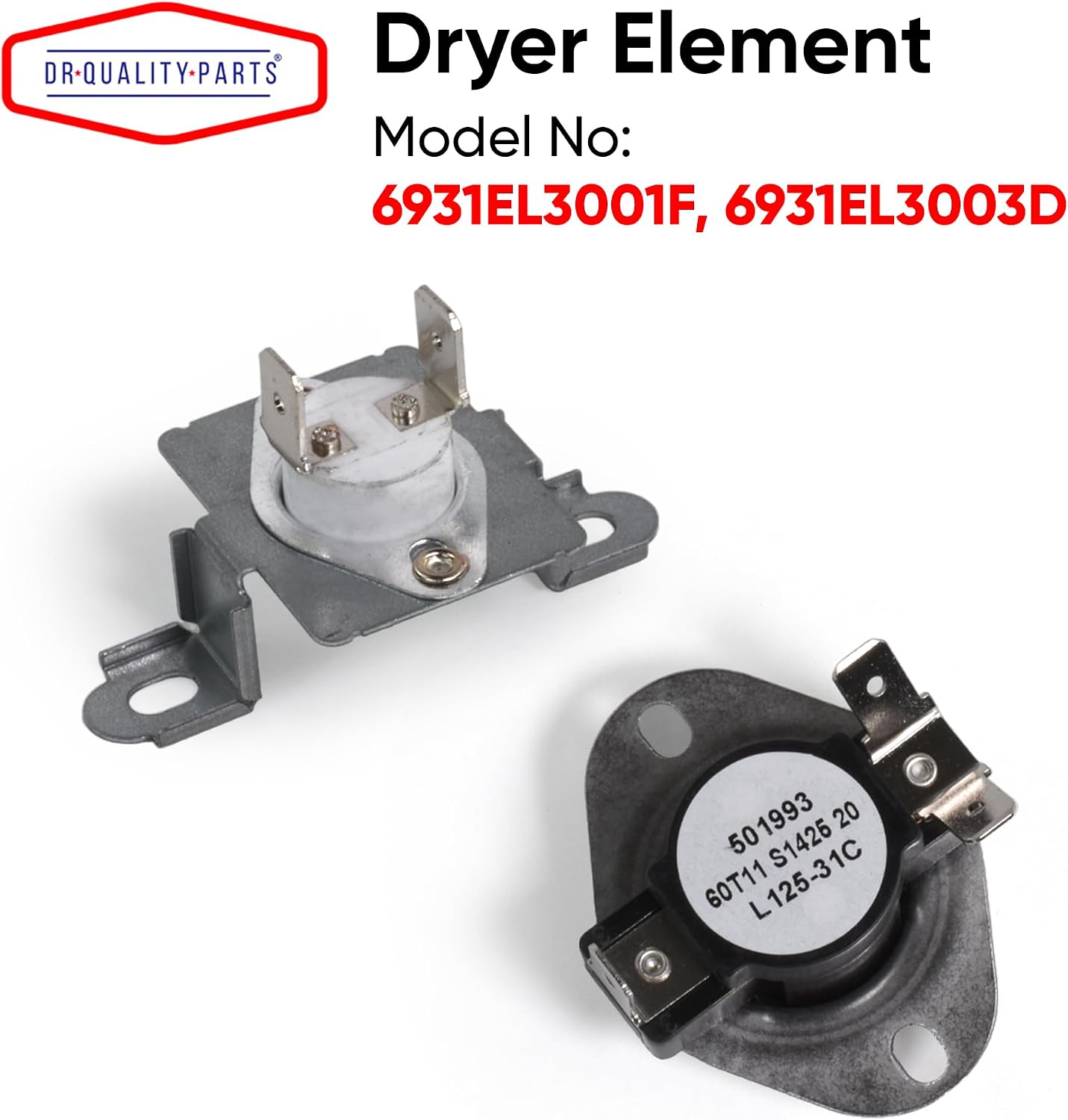 Thermal Fuse & Thermostat Replacement for Dryer Includes 6931EL3003D and 6931EL3001F Compatible with LG Replaces PS3530485 DLE5955W 1377779 AP4440975