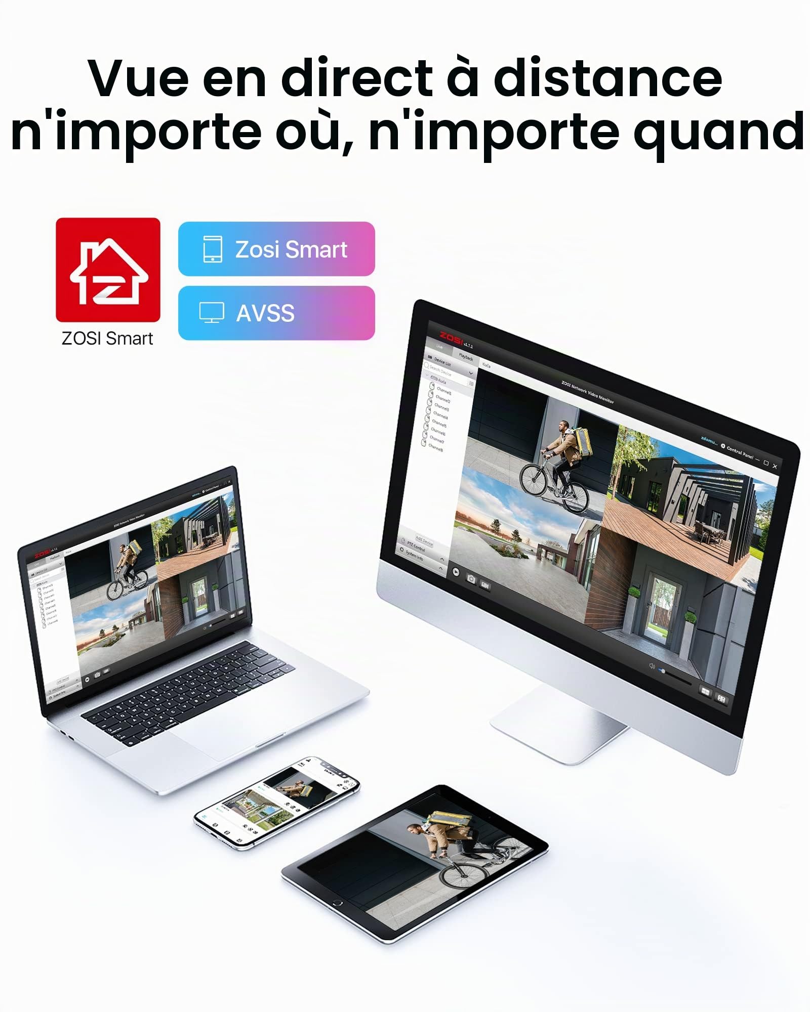 ZOSI H.265+ 8CH 5MP Lite DVR 1TB Kit Vidéo Caméra Extérieure 1980TVL IP66 | Détection IA Personne et Véhicule Alerte Instantanée via APP Gratuie Enregistrement 24/7 Vision Nocturne 24m Angle de Vue 90°