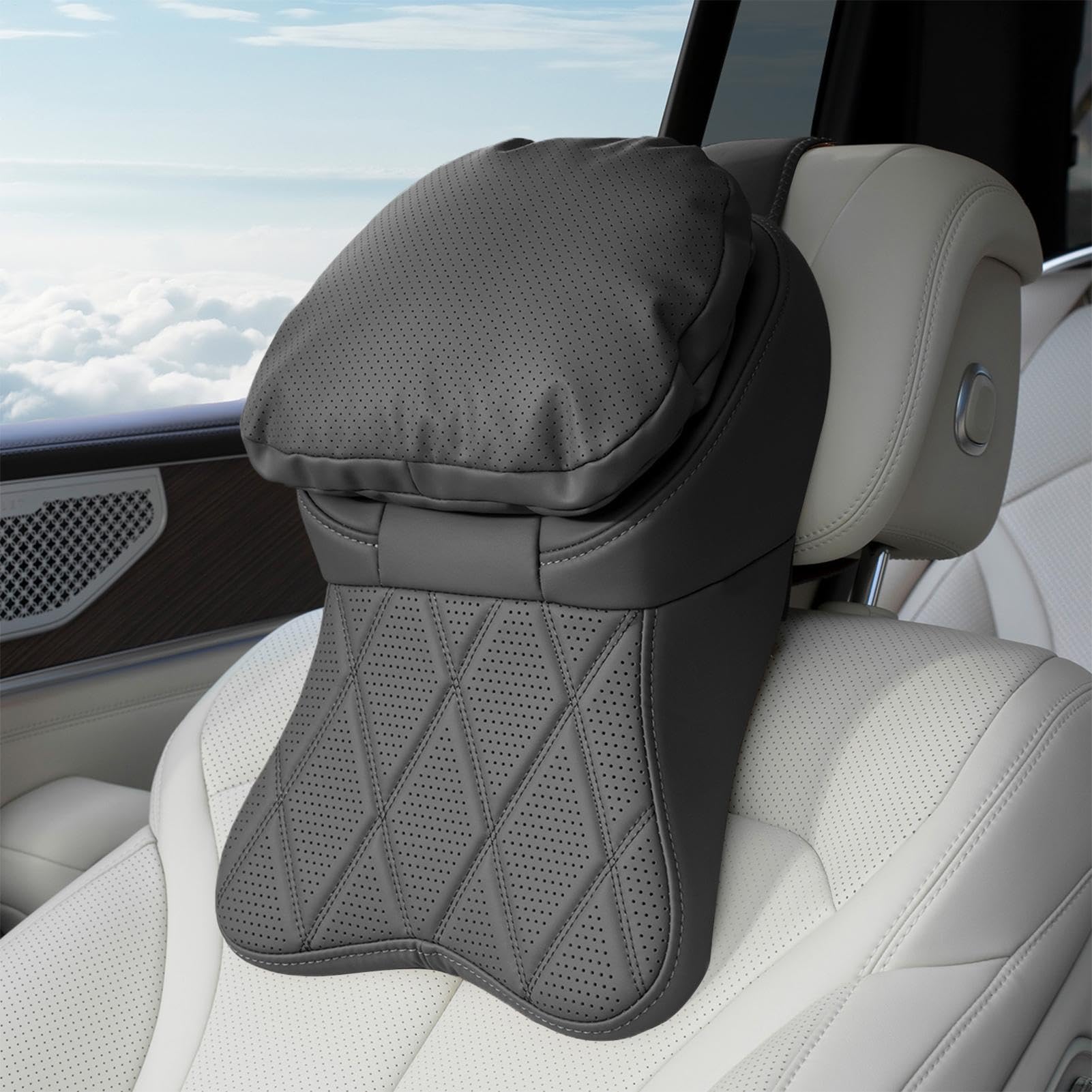 Cuscino Poggiatesta per Autovettura Cuscino Ergonomico con di Regolazione | Poggiatesta da auto Viaggi in Aereo Ufficio Guida Gita Camion e Volo