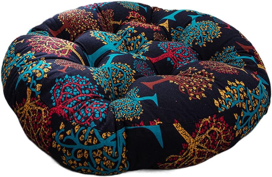 Boho Round Floor Pillow, Thicken Soft Meditation Pillow Seat Cushion, Yoga Cushion India Seating Pad for Living Room Bedroom (g,22")