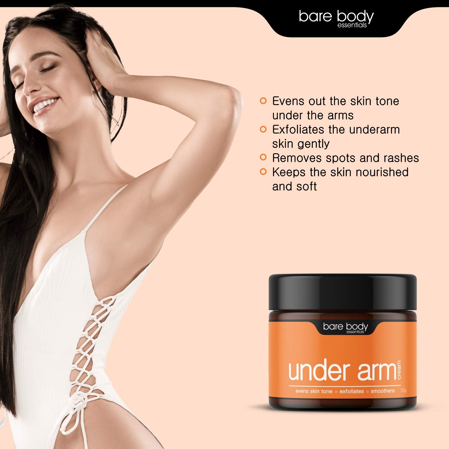 bare body essentials Spotless, Soft and Nourished Underarm Cream - Enriched with Vitamin E, Evens Out Dark, for all skin...