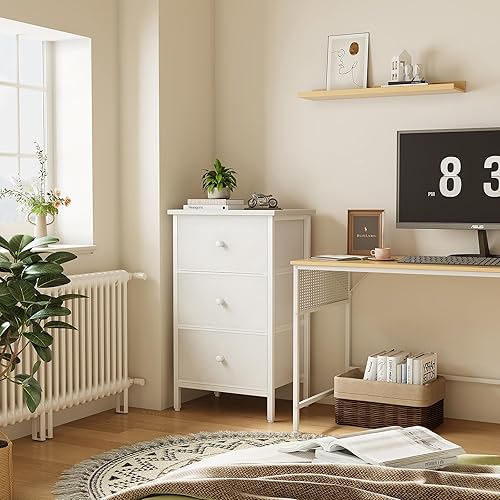 Miniatura 2 de BOLUO Mesita de noche negra con cómoda de 3 cajones para dormitorio, mesita de noche alta, pequeña cómoda para armario y dormitorio moderno