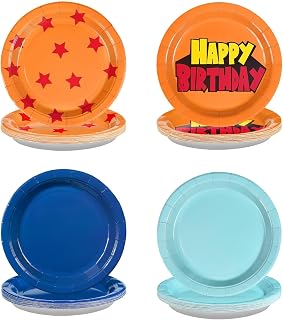 Grencian 60Pcs Anime Birthday Party Supplies - Red Star Anime 9" Heavy Duty Paper Plates Happy Birthday Disposable Paper Platters Cartoon Dessert Plates for Kids Boy Cartoon Theme Party Decorations