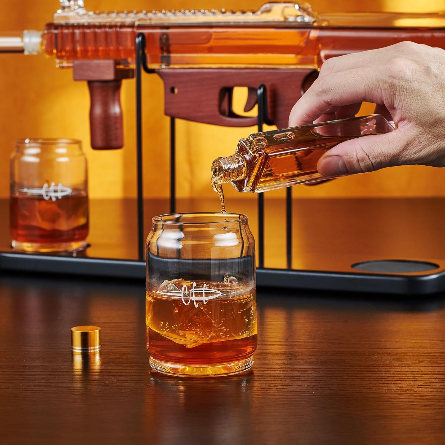 Gifts for Men Dad, Kollea Gun Whiskey Decanter Set-Limited Edition, Liquor Decanter with Bullet Shot Glass, Cool Anniversary Birthday Gifts for Him Husband, Military Present for Home Bar Drinking