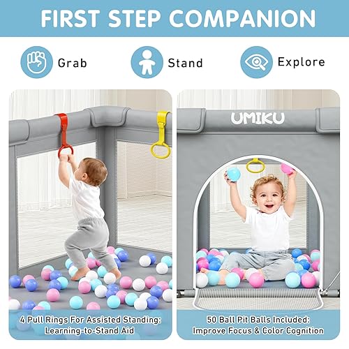 Miniatura 5 de Corralito plegable para bebés y niños pequeños, corralitos grandes, corralito portátil con 2 puertas, área de seguridad para niños, valla, viajes,