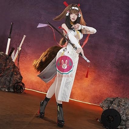 ゼンゼロ 葉瞬光/コスプレ衣装+靴カバー+耳尻尾 Monenjoy ゼンゼロ 葉瞬光 コスプレ 2形態 白色尻尾付 プリントタイツ