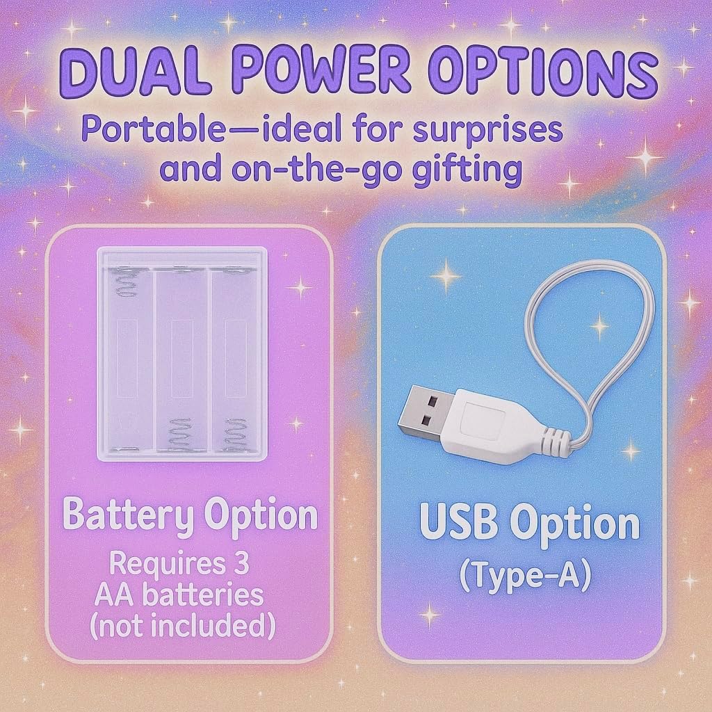 LED Teddy Bear Night Light, Holographic Iridescent Design, Nursery Decor Display Box with Ribbon (Bear, Small)