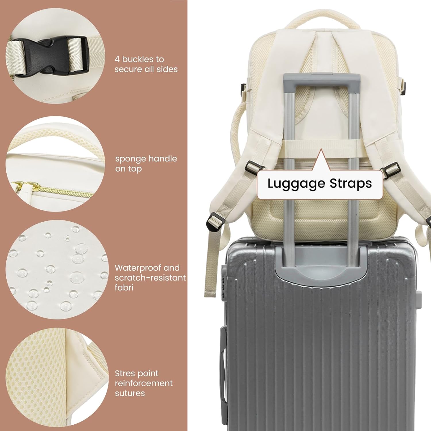LOVEVOOK Travel Backpack Carry on Flight Approved, Personal Item Travel Backpack for Women, Waterproof 40L Large Laptop Backpack fit 17 inch Laptop with 3 Packing Cubes