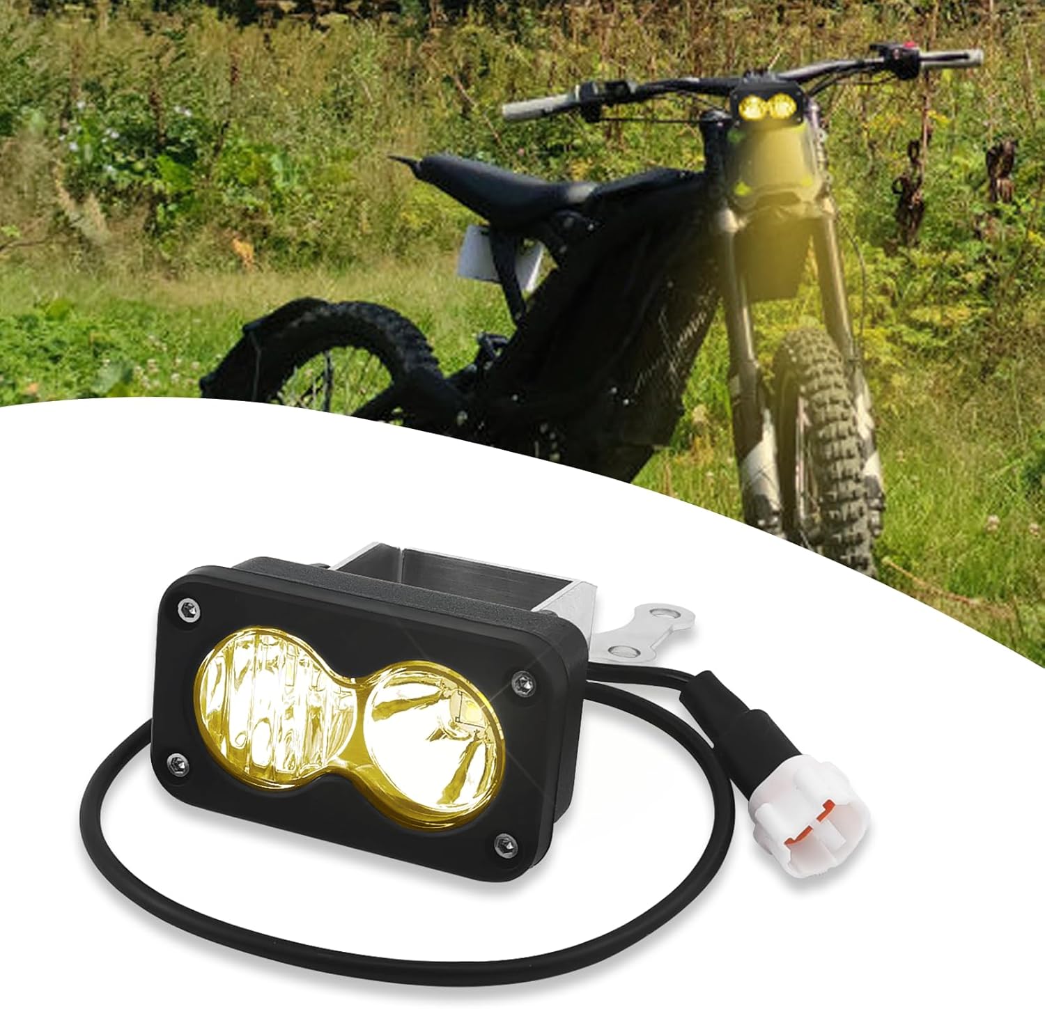 Headlight Kit with Mount Bracket Compatible for SurRon Segway X260, Yellow Floodlight dirt bike headlight kit, Sur-ron Accessories (Yellow Light)