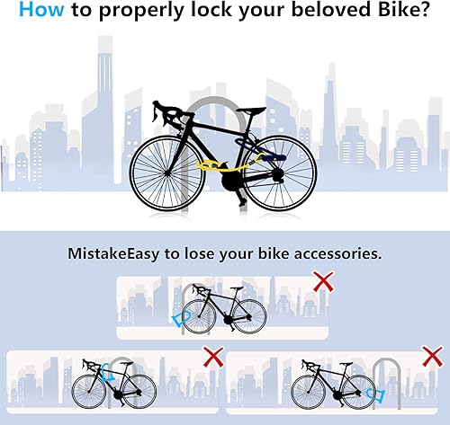 Miniatura 6 de Candado en U para bicicleta con cable de seguridad de 5 pies, grillete de 0.669 in, cerradura de bicicleta con 3 llaves y soporte de montaje,