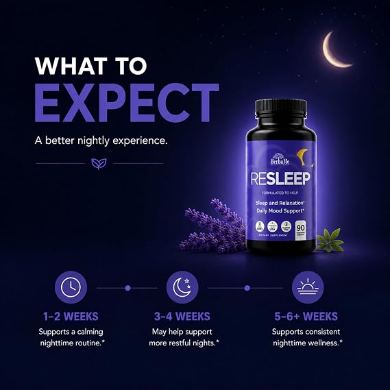 HerbaMe Melatonin Free Sleep Aid Calm Your Mind at Night with Magnesium Glycinate, Chamomile, Apigenin & GABA, Valerian for Relaxation, Restful Sleep & No Grogginess 90 Capsules
