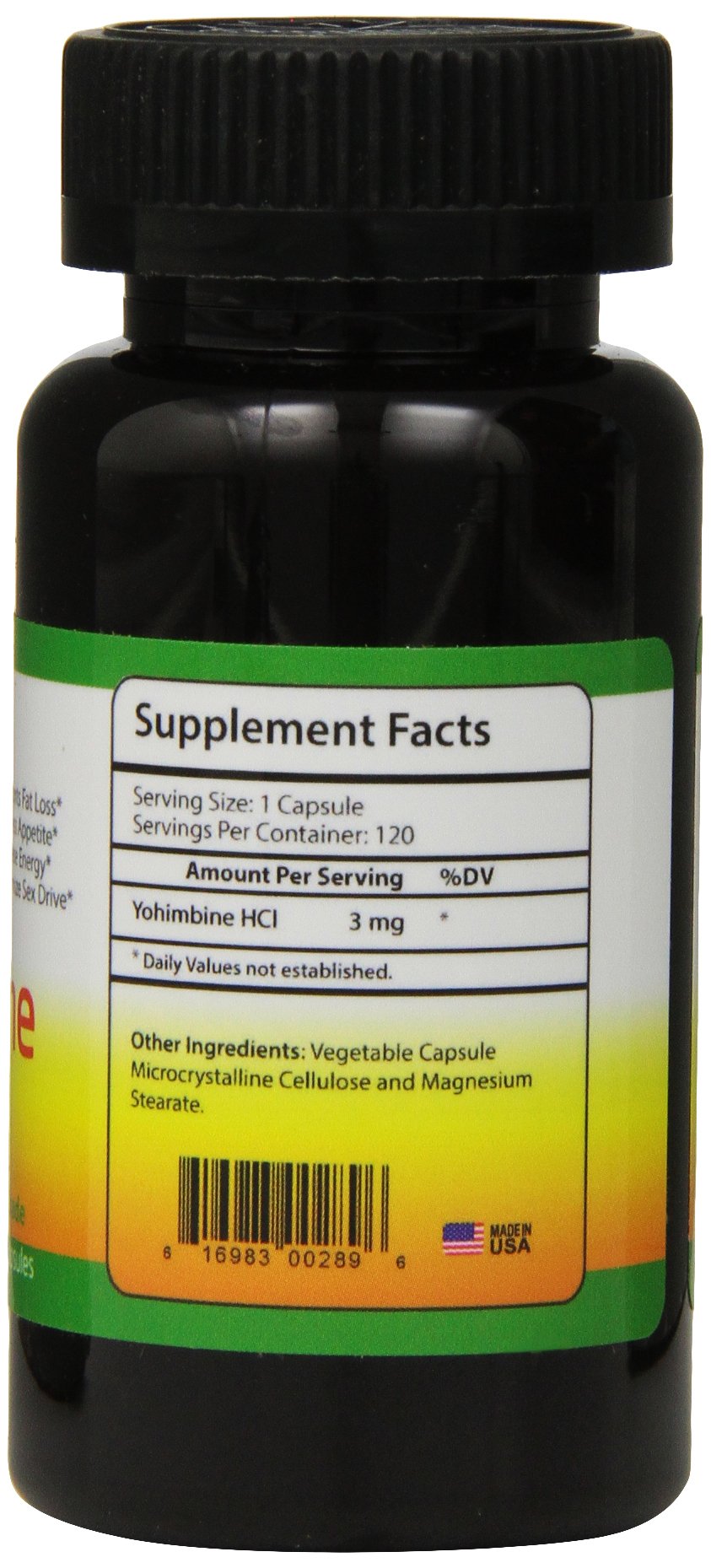 Yohimbine HCl Dietary Supplement, 120 Count — Amazon image 3
