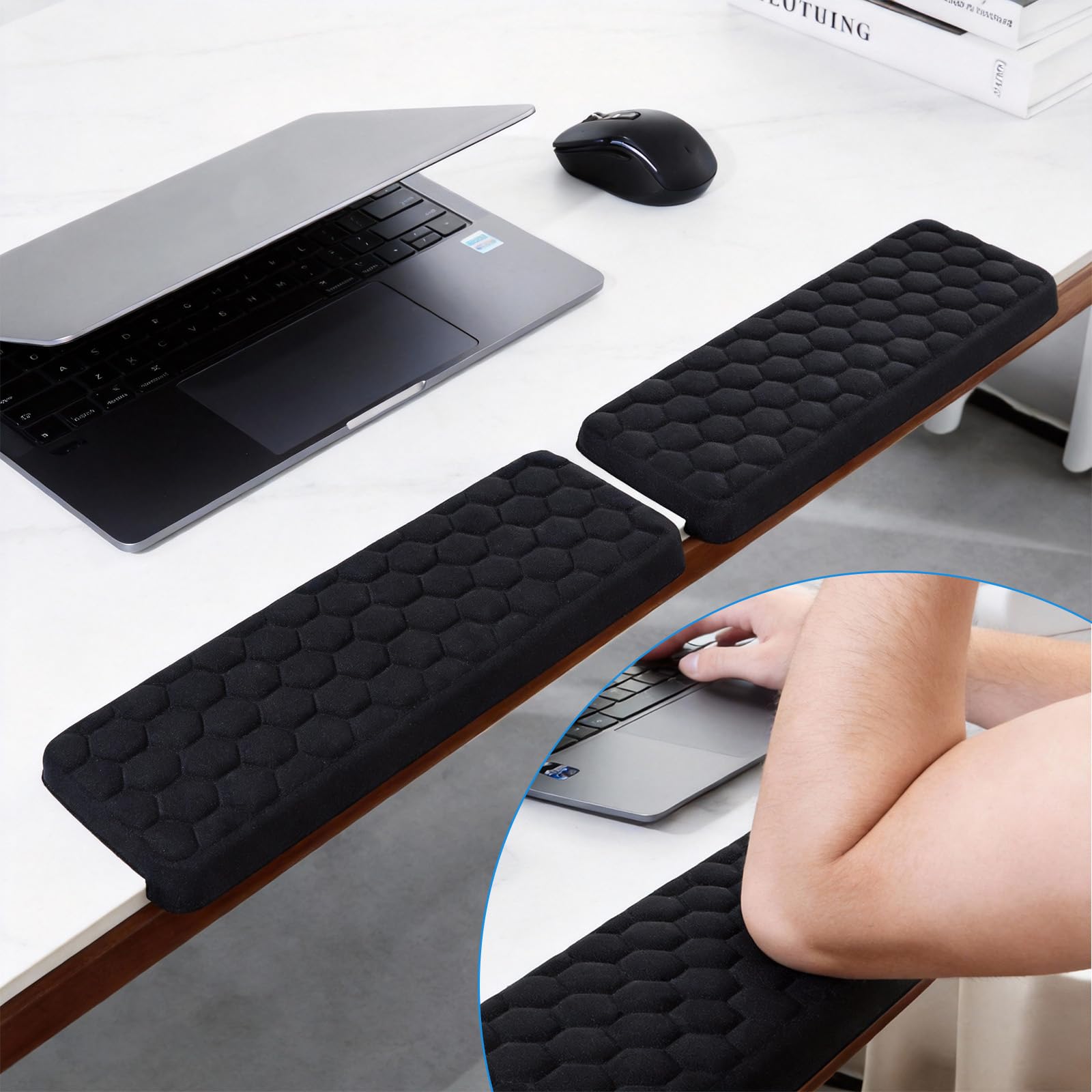 DBAILY Wrist Rest Keyboard, 2-Piece L-shaped Desk EdgeRest, Plam & Wrist & Forearm & Elbow Comfort Support for Table or Desk Edge, Non-Slip for Office