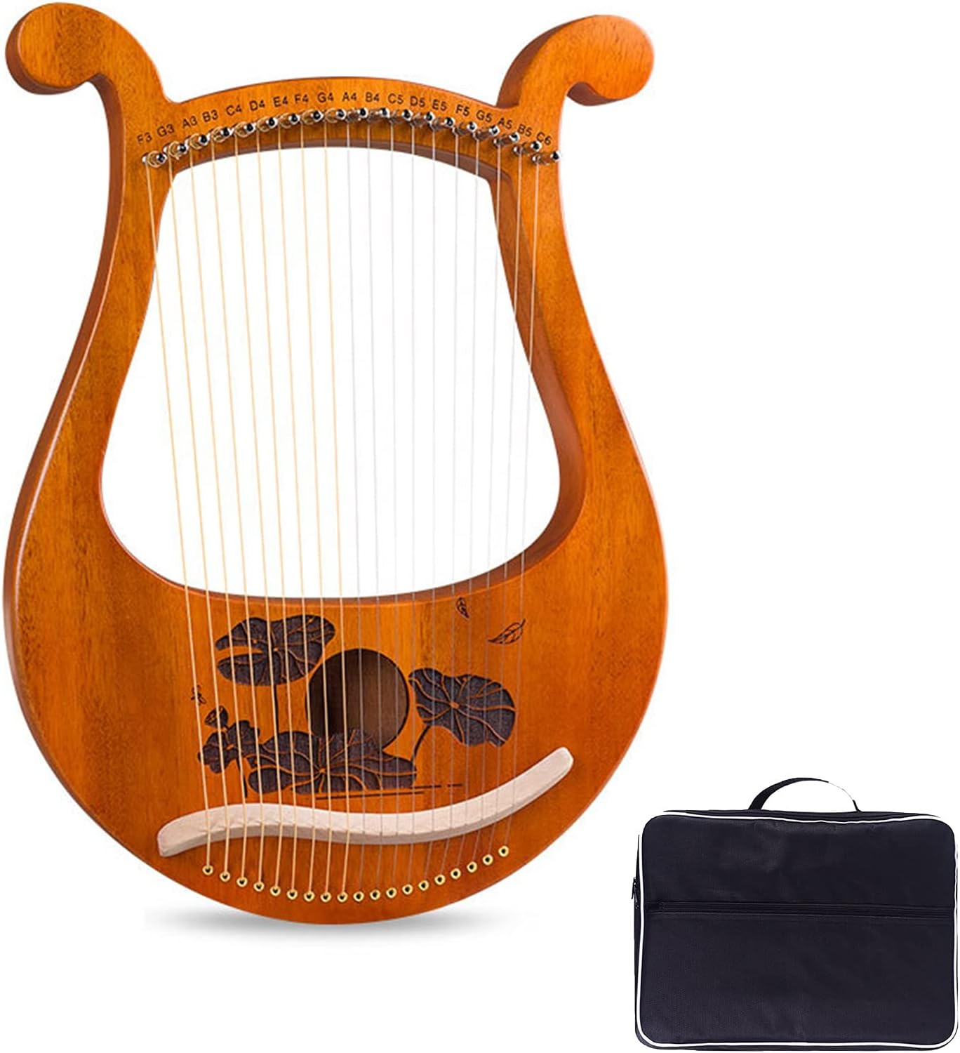 Amazon Lyre Harp 19金属製の弦楽器の楽器Lyre 19 HARPの楽器の小さなミュージカルハープのチューニングレンチと大人の子供のためのキャリーバッグ (Style