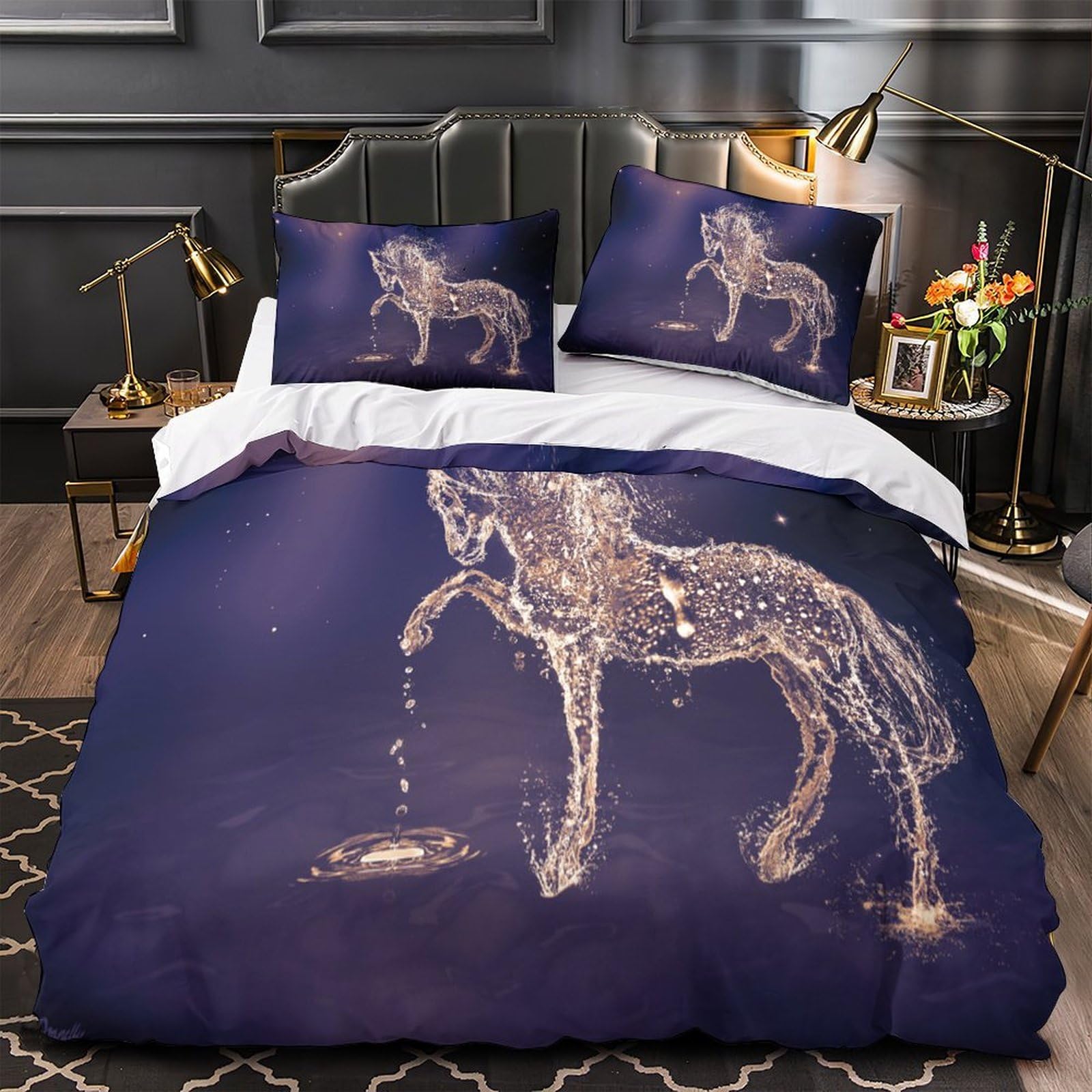 Housse de couette 200x200 carte à jouer magique en microfibre douce pour lit double