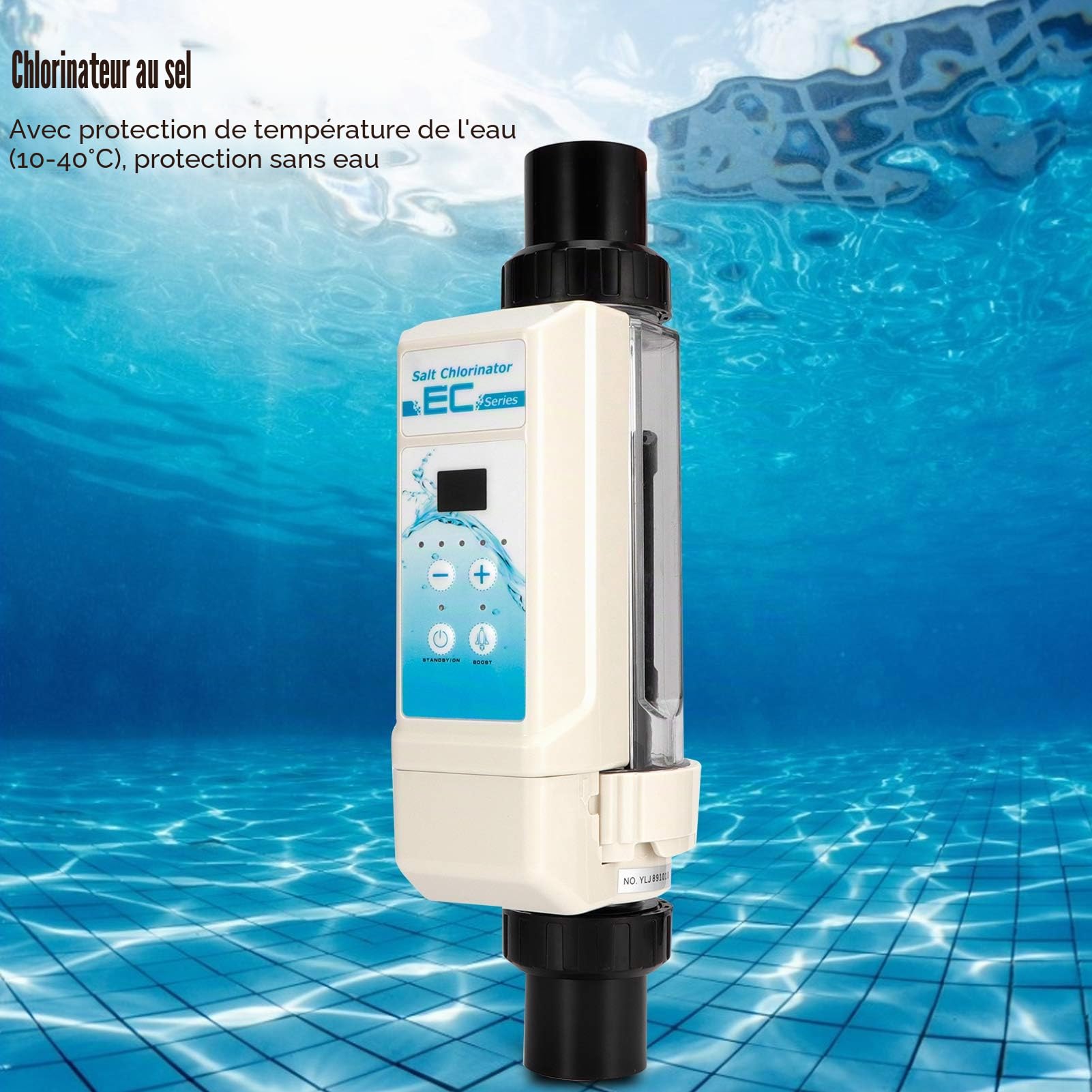 Chlorinateur de Sel, EC20 20g/H Générateurs de Chlore de Sel d'eau Salée de Piscine Appareil de Chloration de Sel d'électrolyse pour Piscines, Bain à Remous Spa, SPASWIM, avec