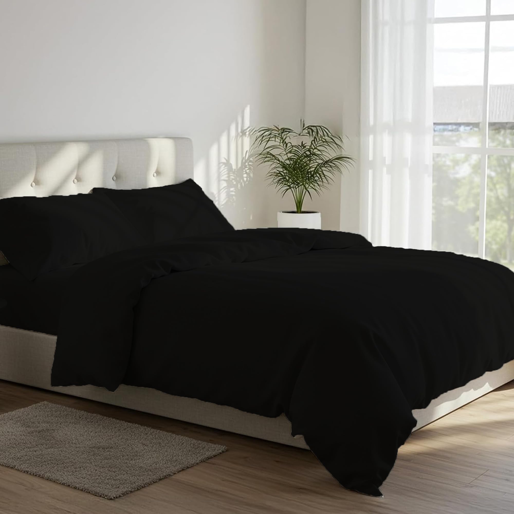 DANYDude 100% Egyptian Cotton Single Duvet Cover and PillowCase Set 400 Thread Count Single Duvet Cover Set – Hypoallergenic & Machine Washable Single Bed Quilt Cover Set