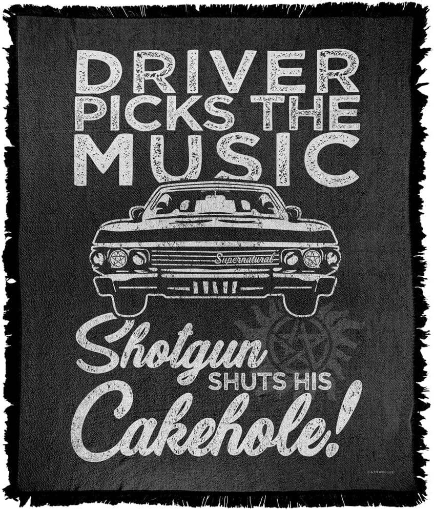 LOGOVISION Supernatural Blanket, 50"x60" Driver Picks Music Woven Tapestry Cotton Blend Fringed Throw