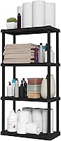 IRIS USA 4-Tier Light Duty Plastic Storage Shelves 200lb Capacity Black - Garage Bathroom Pantry Organizer 48x24x12