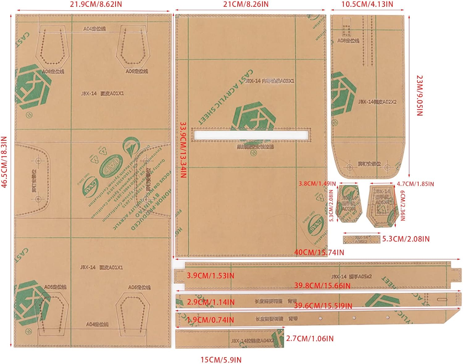 Craft Acrylic Pattern Template for Sewing, Transparent Clear Leather Patterns Templates Purse - Precision Cutting, Durable Material, Ideal for Shoulder Bag Making