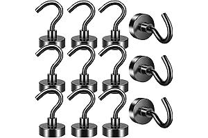 FINDMAG Magnetic Key Hooks: 12 Pack Black, 25LBS, Neodymium