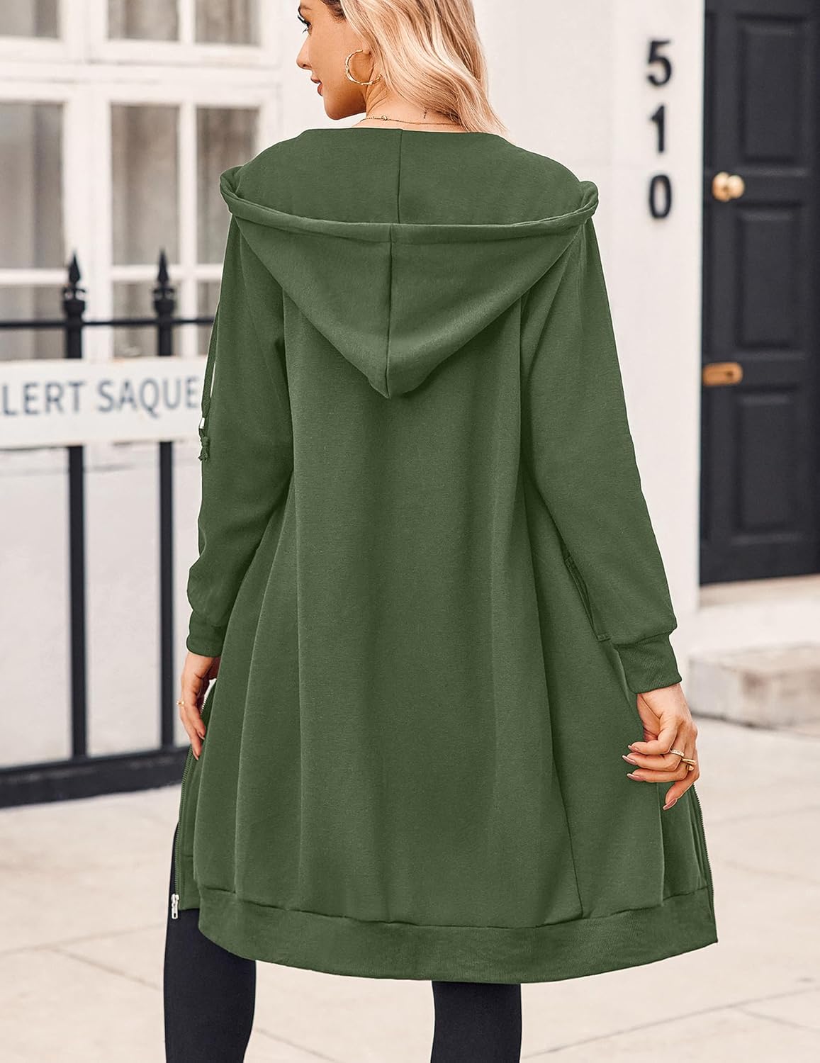 Zeagoo Women's Zip Up Hoodies Oversized Fleece Long Tunic Sweatshirts Casual Long Sleeve 2026 Fall Hoodie Jacket Coat - Image 6