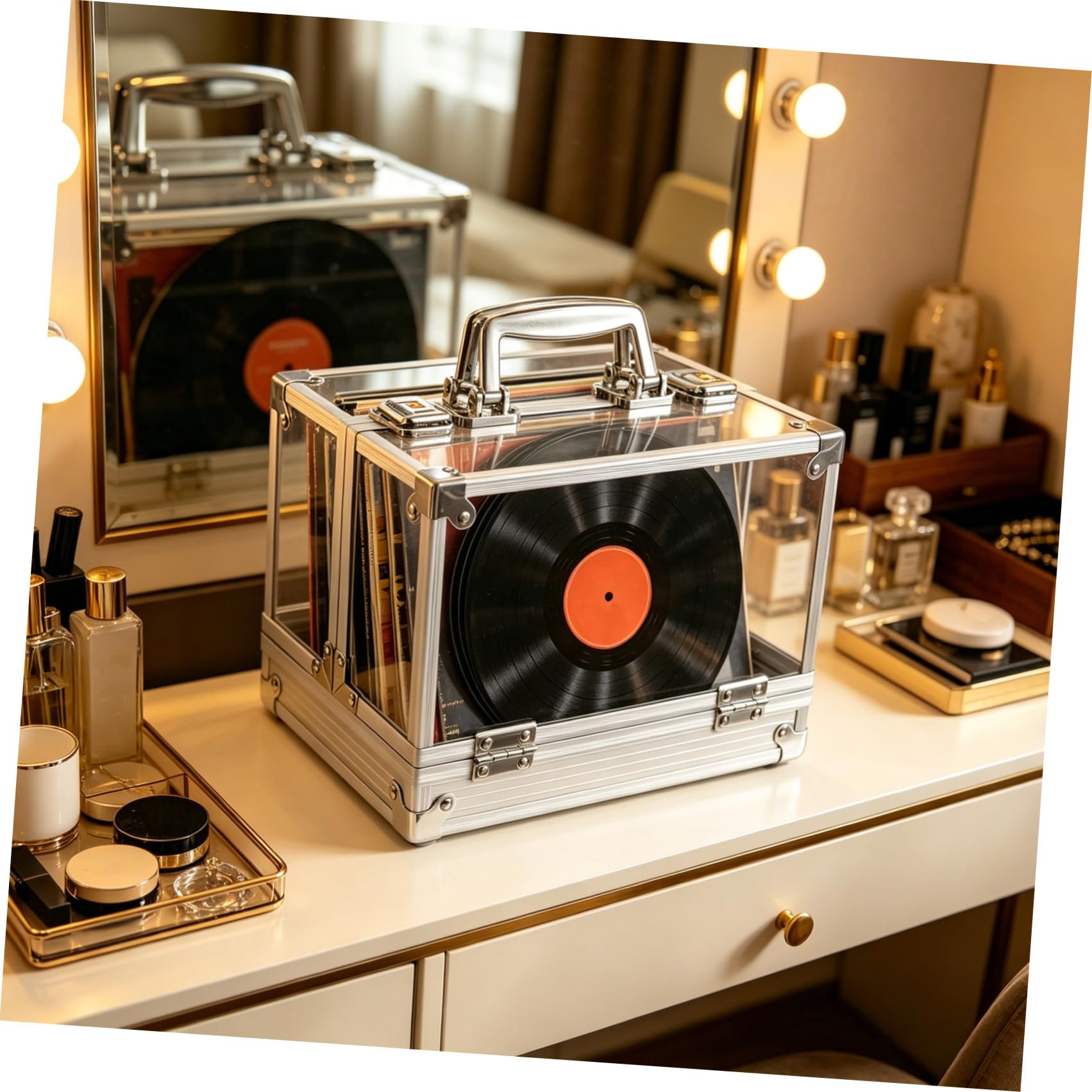 Toyvian Scatola Porta Dischi Contenitore Grande Capacità in Vinile Trasparente per Casa Organizer Pratico per CD Dvd e Album per Collezione Musicale