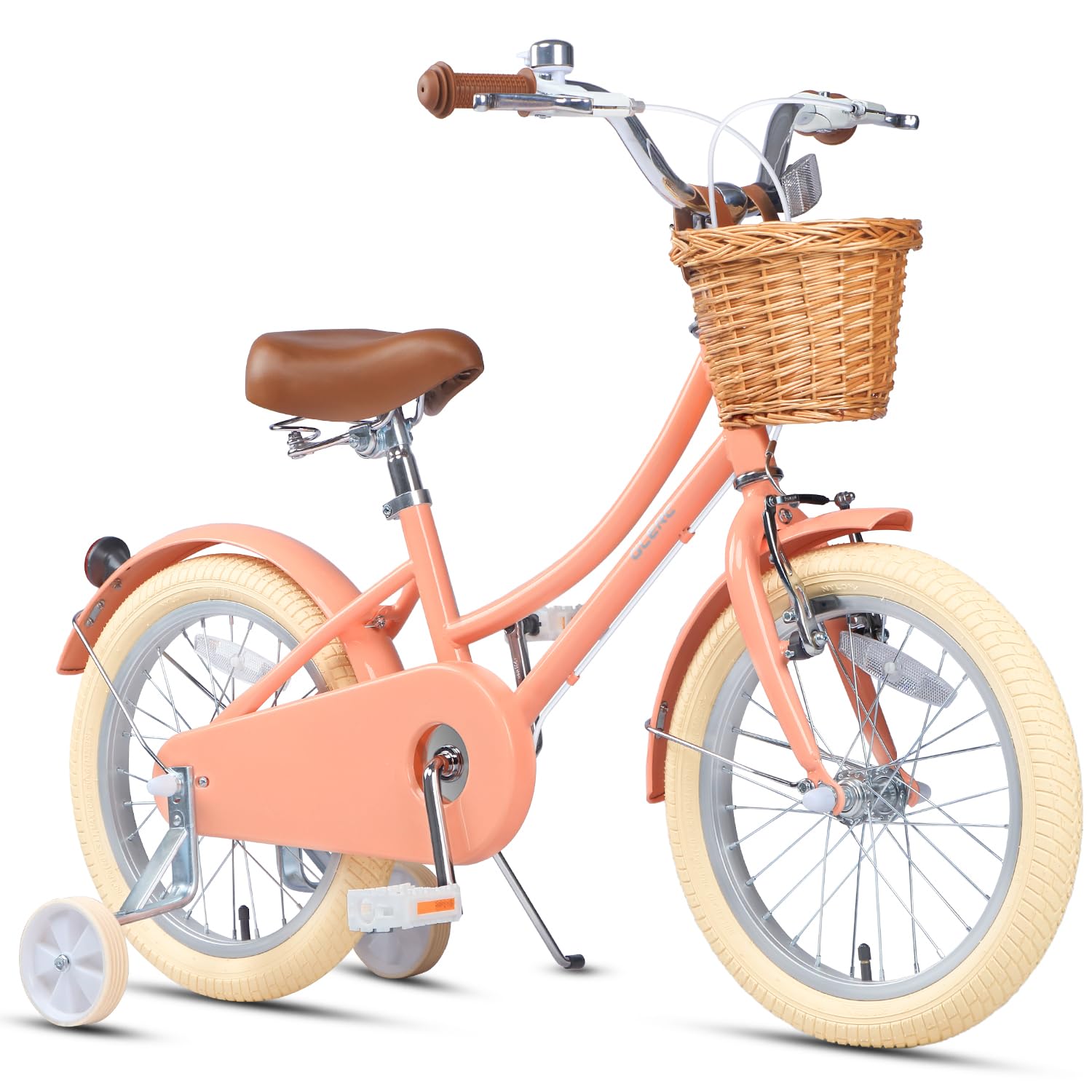 Glerc Little Molly 12-20 Zoll Kinderfahrrad mit Korb, für Jungen und Mädchen im Alter von 3 bis 12 Jahren, mit Klingel und Stützrädern, Rose/Blanc/Vert Menthe/Bleu/Violet/Jaune