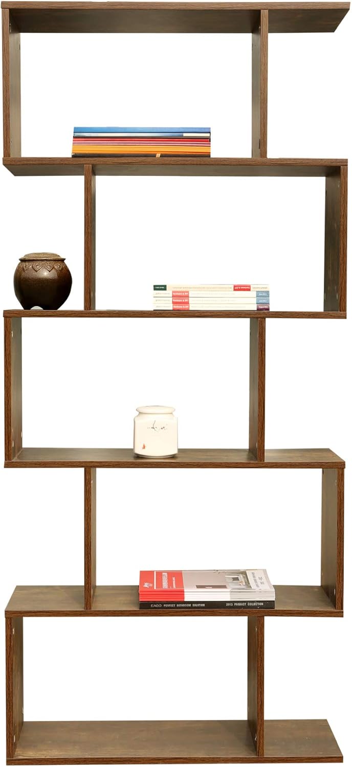 KD ModySimble Bookcase, 5-Tier Bookshelf, Storage Shelf, Display Shelves, Large Bookshelf for Office Home Study, Brown : Home & Kitchen
