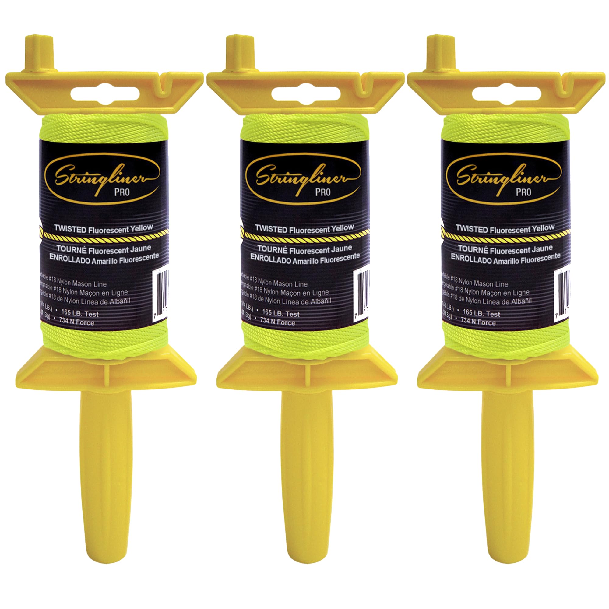 Stringliner 25112 Pro Mason’s Line Reels – 1/4 Lb. Stringliner® PRO TWISTED YELLOW 270'. (3 Pack)