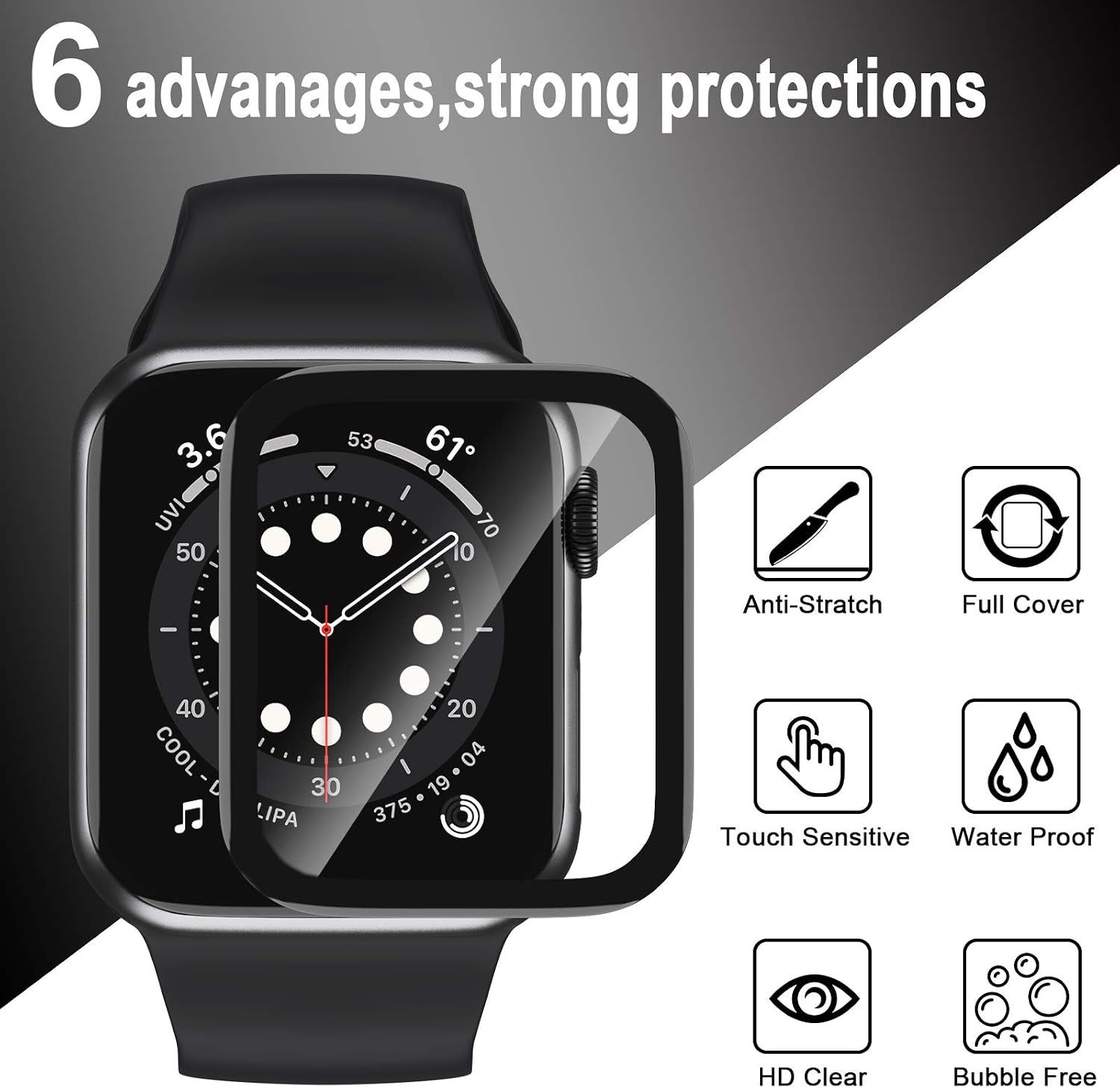 [3 Pack] Screen Protector for Apple Watch Series 6/5/4/SE 44mm 2020 Bubble-Free, 3D Full Coverage Anti-Scratch Shatter-Proof HD Clear Film Screen Protector for Apple iWatch 44mm Series 6/5/4/SE