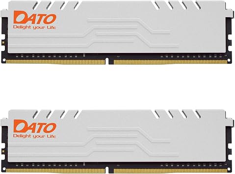 DATO Memory 16GB 2-piece DDR4 32GB 3200MHz UDIMM with Heatsink PC4 25600 CL16 1.35V PC3200 RAM with heatsink Gaming-dedicated Memory Module 288-pin non-ECC UDIMM Extreme White