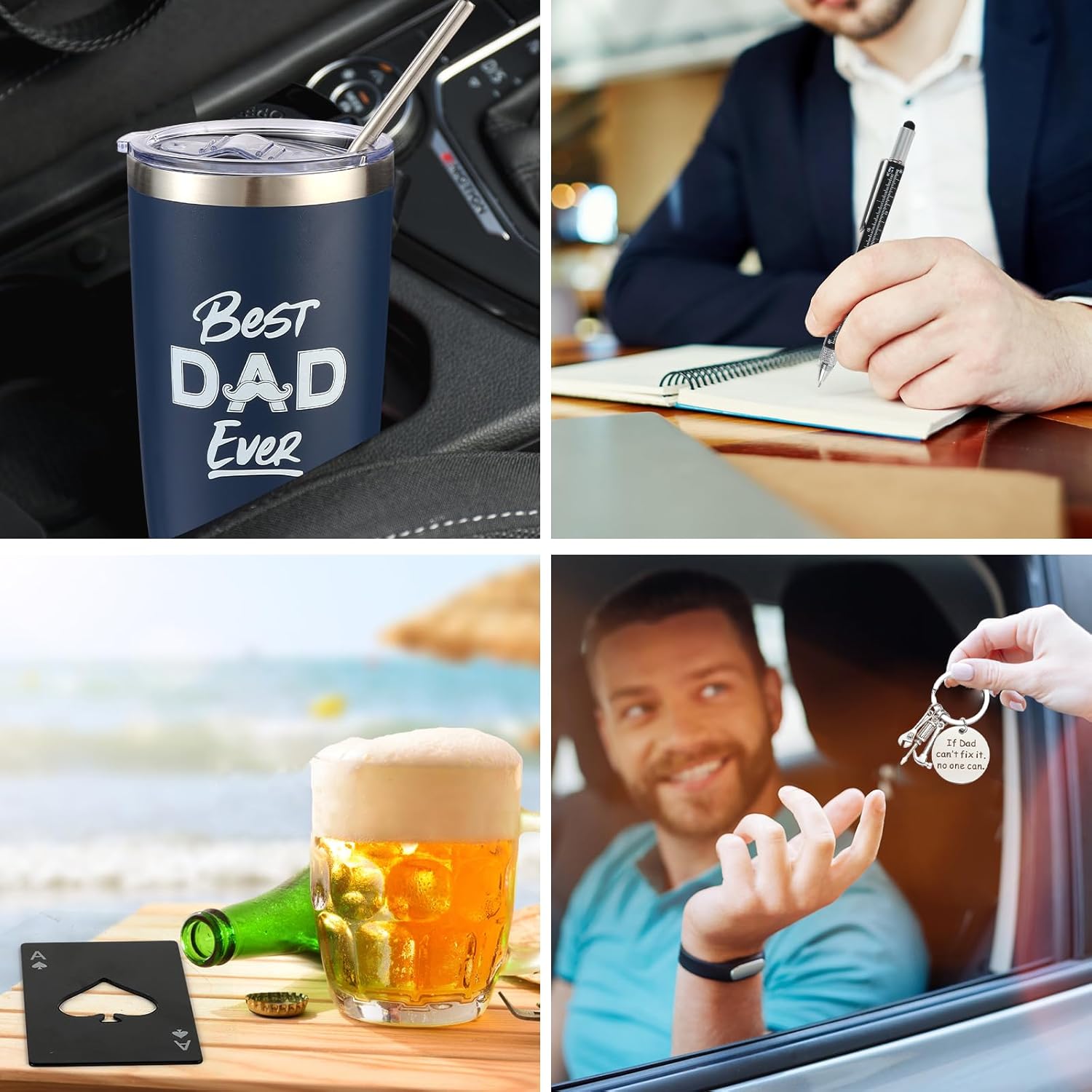 Kolewo4ever 9 Pieces Dad Gift Set Best Dad Gifts for Father, Men with Tumbler Mens Socks Mens Baseball Cap Key Chain Card for Men Father Papa Christmas Gifts from Son Daughter (Navy Blue) - Image 4