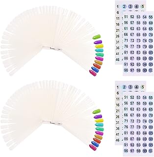 100 ps Fan-Shaped Nail Swatch Sticks with Number Stickers, Practice Nail Tips, Color Display Wheel, Sample Tips Sticks. (Natural)