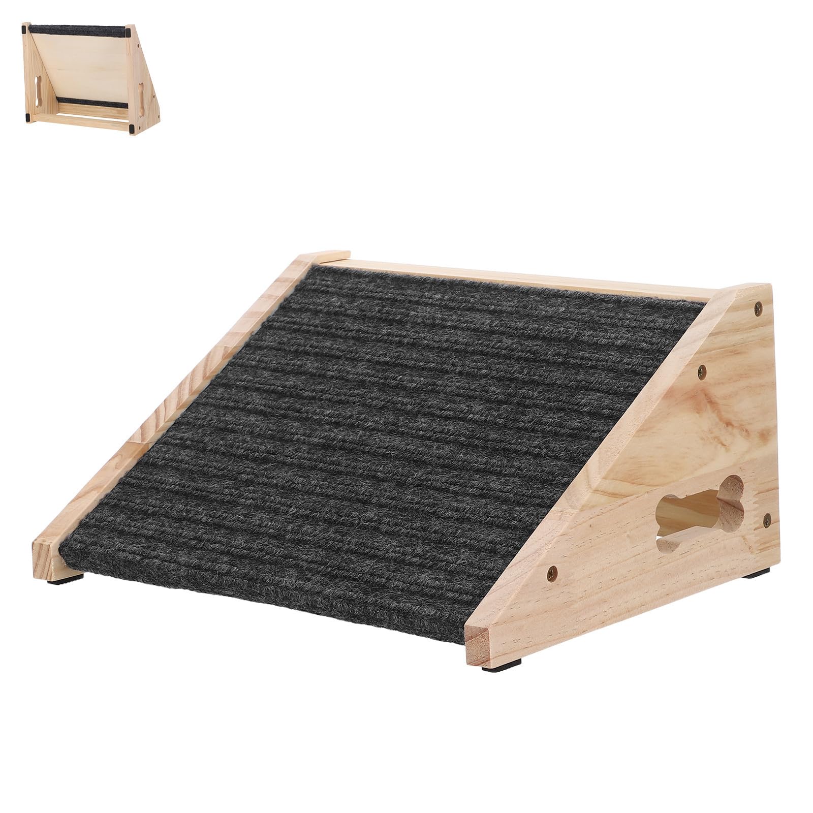 Healvian Wooden Pet Ramp for Dogs and Cats, Sturdy Wooden Structure with Non-slip Steps, Supports Effortless Movement and Stability, Compact Design for Furniture and Tight Spaces,