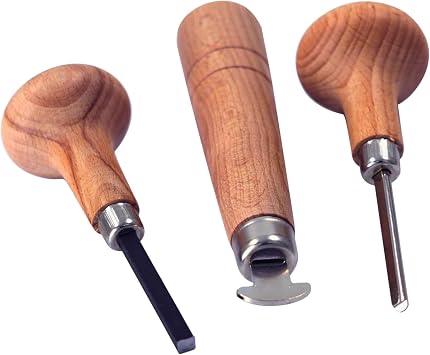 TAURISH Stone Setting Prong and Bezel Set, Set of 3 Jewelry Stone Setting Tools, Jewelry Stone Prong Pusher, Durable Tips, Ergonomic Wooden Handles