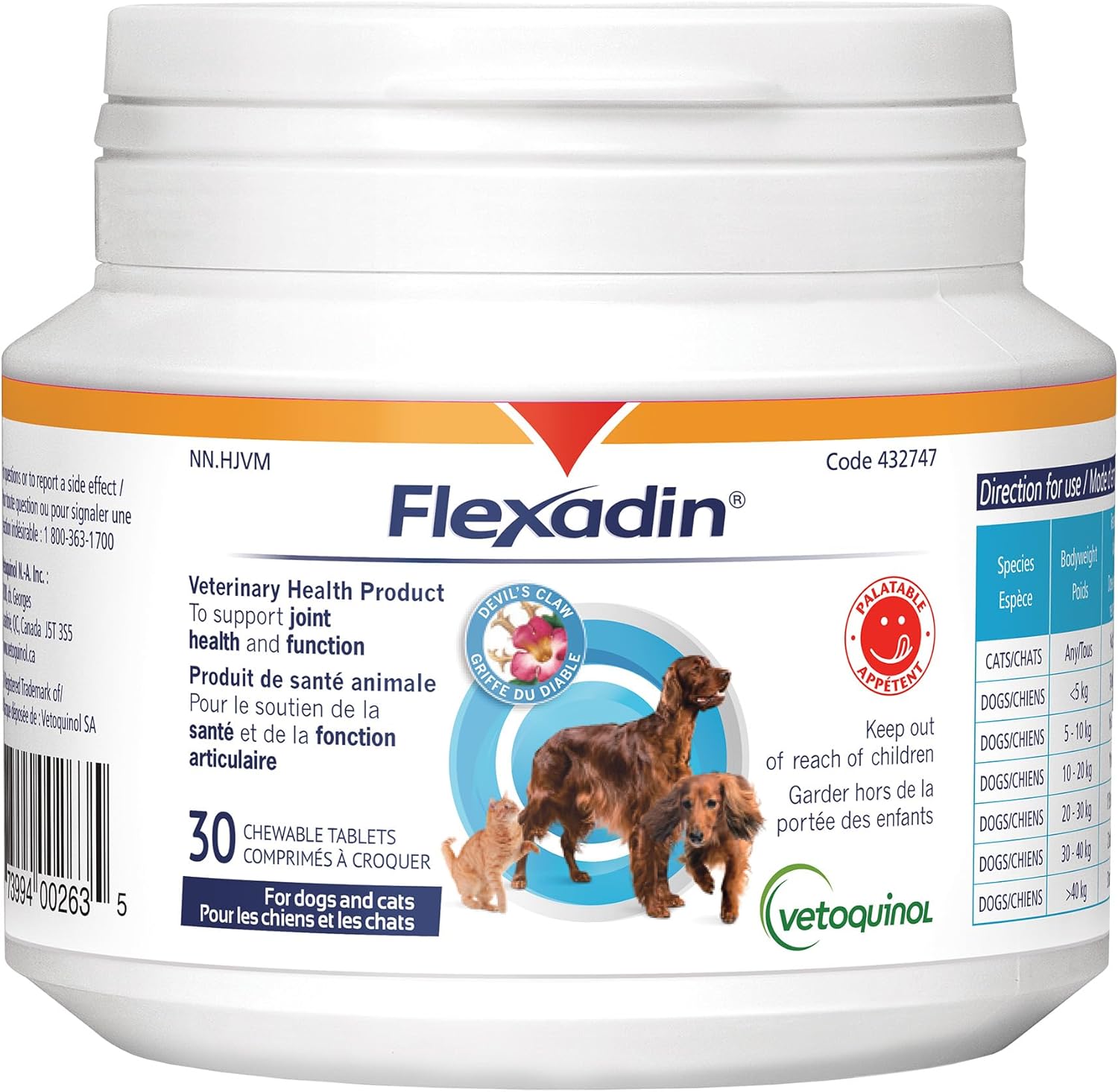 Vetoquinol Flexadin Tabs – Joint Supplement – for Cats and Dogs (30 Tabs)