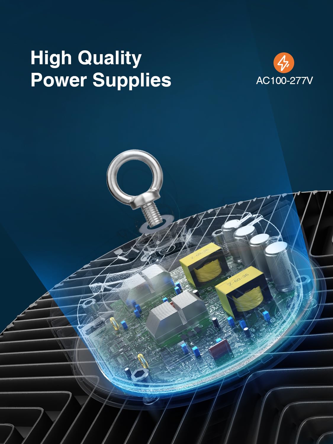 Super Bright 21000lm 5000k 150w 10 Pack UFO Led High Bay Shop Lights with 5Cable 3-Pin Plug Hook — view 4