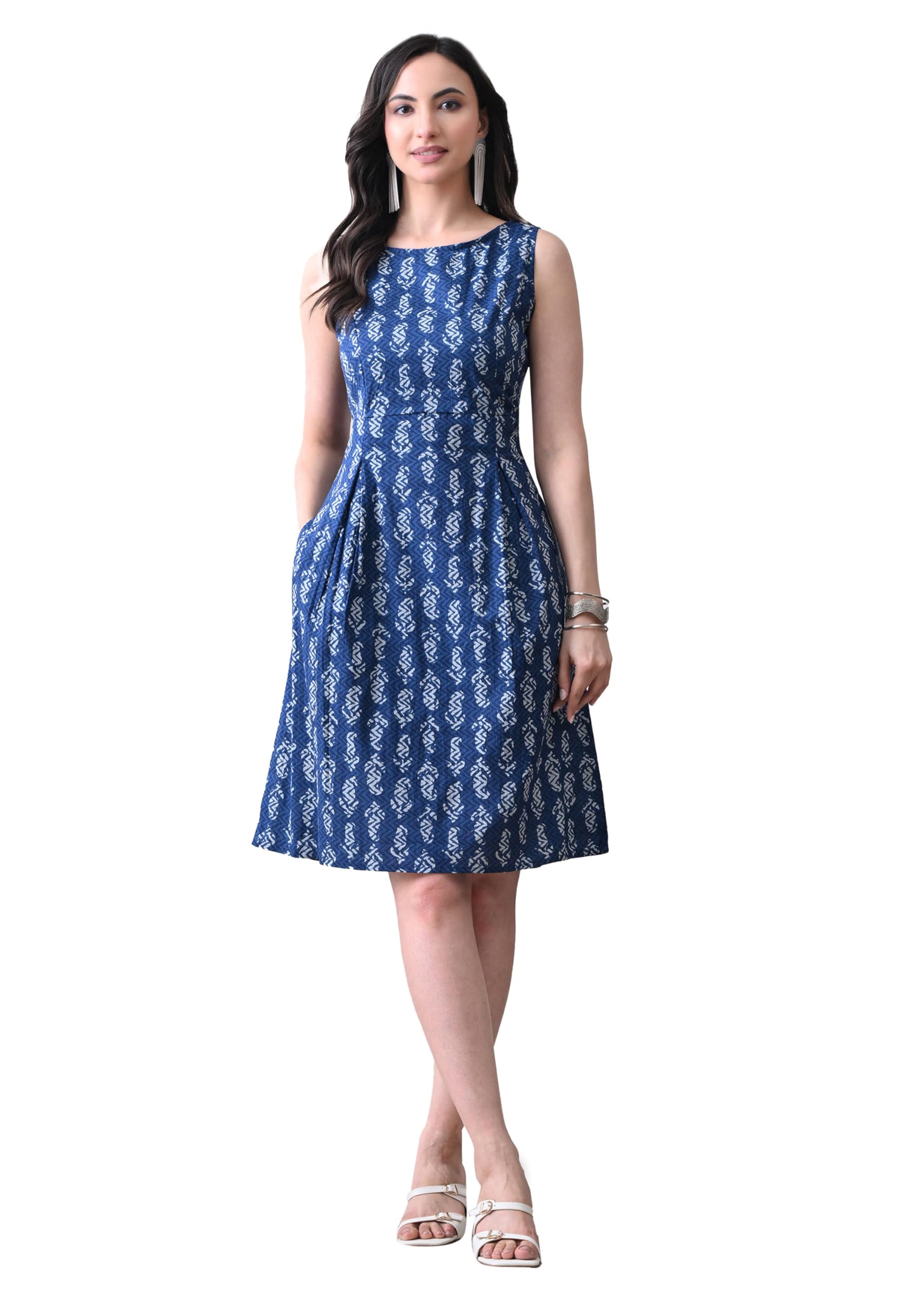 deckedup Women’s Elegant Dress – Stylish Outfit for Casual Work and Special Occasions (SKF1171_Indigo_$P)-picture-31