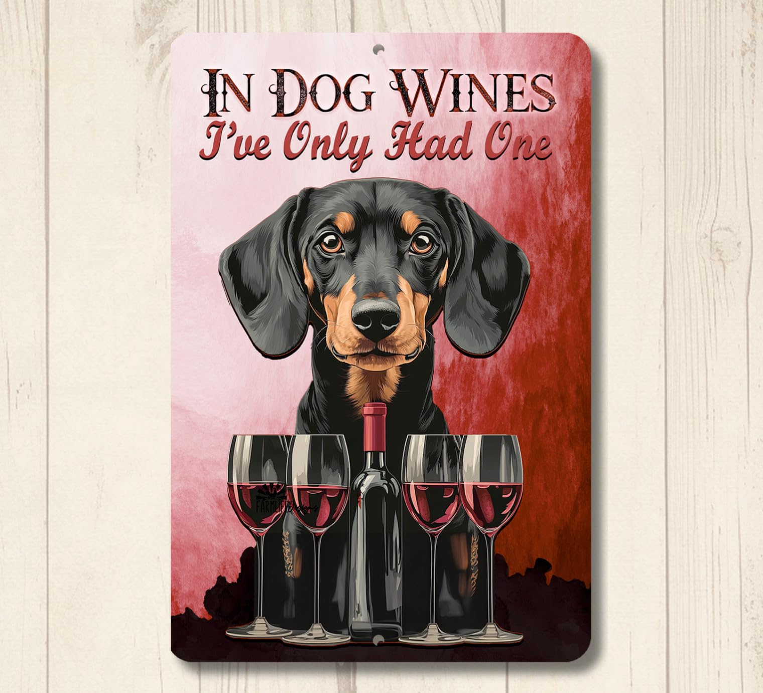 Dachshund wine bar sign In Dog Wines handmade wiener metal tin indoor outdoor home decor