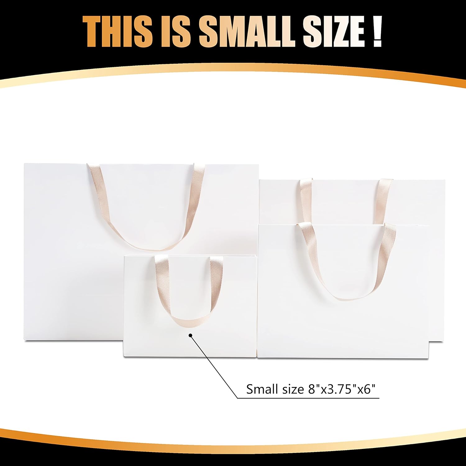 Gift Bags Bulk - 10Pcs 8"x3.75"x6" Small White Kraft Paper Bags With Handles for Shopping, Wedding, Party, Retail - Image 5