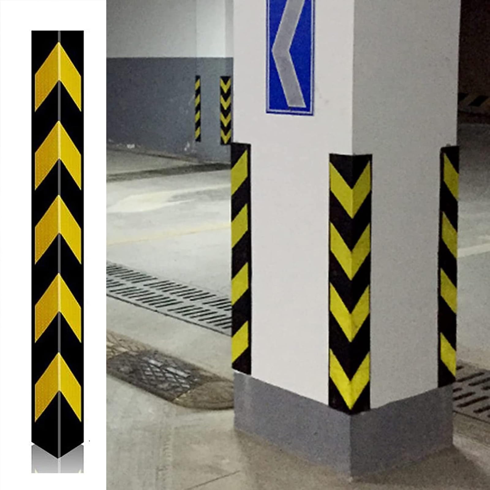 Protectores de Pared para Garaje, Protectores Reflectantes de Pared para Garaje para la protección del Parachoques del Coche, Protectores de Borde de Columna de Goma en Forma de L para aparc
