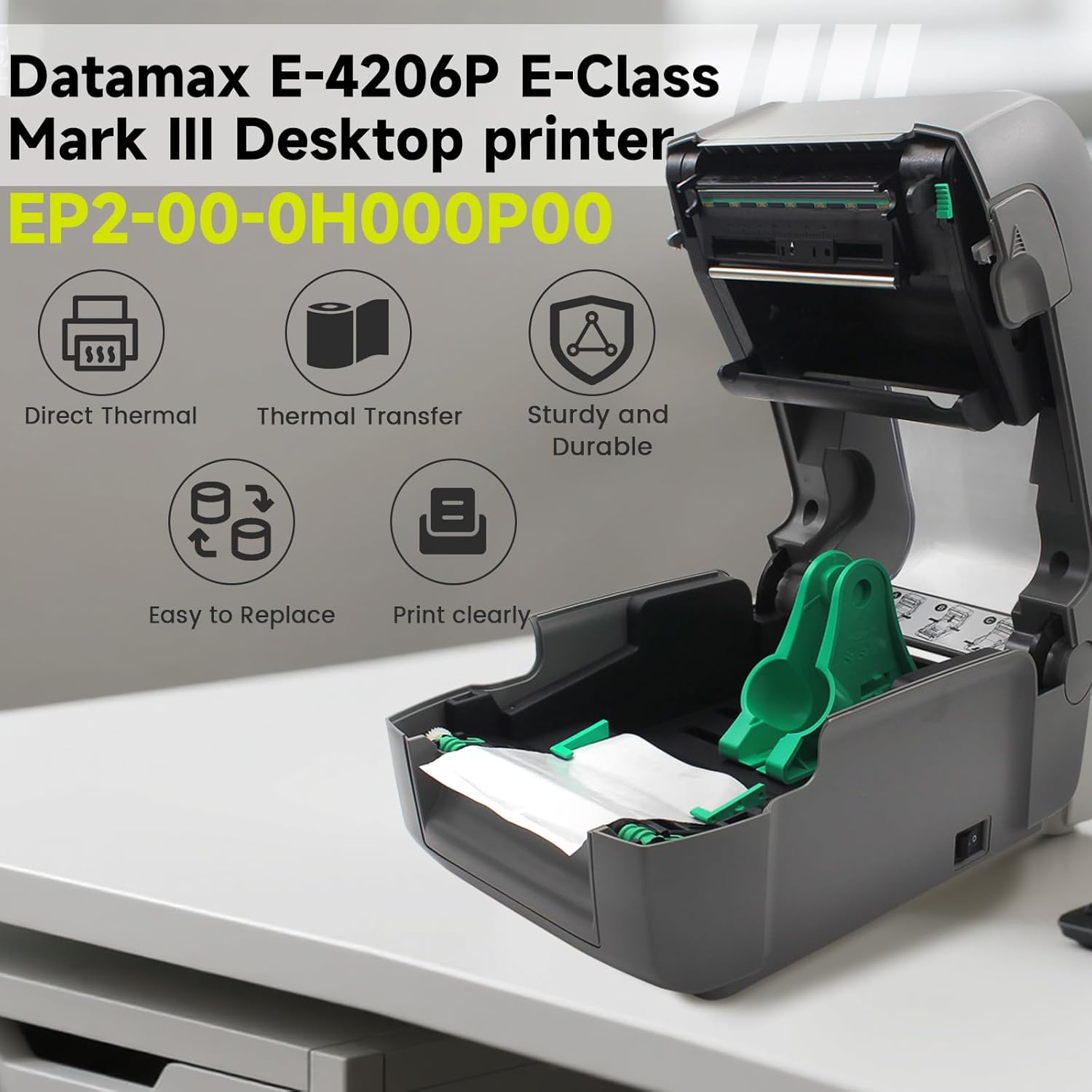 EP2-00-0H000P00 Datamax E-Class E-4206P Mark III Professional Label Printer Model, LAN USB Serial Interface, with AC Adapter - Image 5