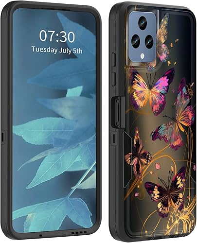 Miniatura 9 de BFUKVOU Funda para Revvl 6 5G, híbrida de doble capa (tapa a prueba de polvo) (montaje magnético para automóvil), protección contra caídas a prueba