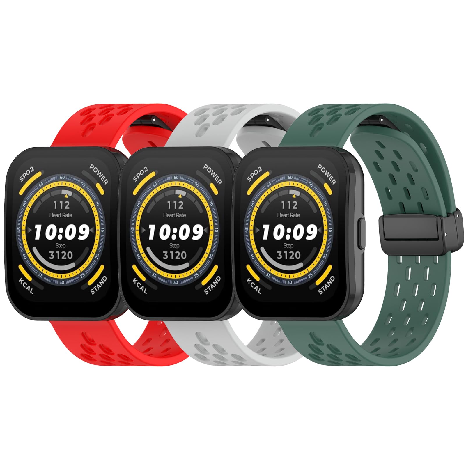 hengkang Fit for Amazfit Bip 5 Replacement Watch Bands Women Men, 3PACK 22mm Adjustable Sport Soft Silicone Bands Straps Wristbands Bracelet Fit for Amazfit Bip 5 (A2215) Smartwatch (3PACK-1)